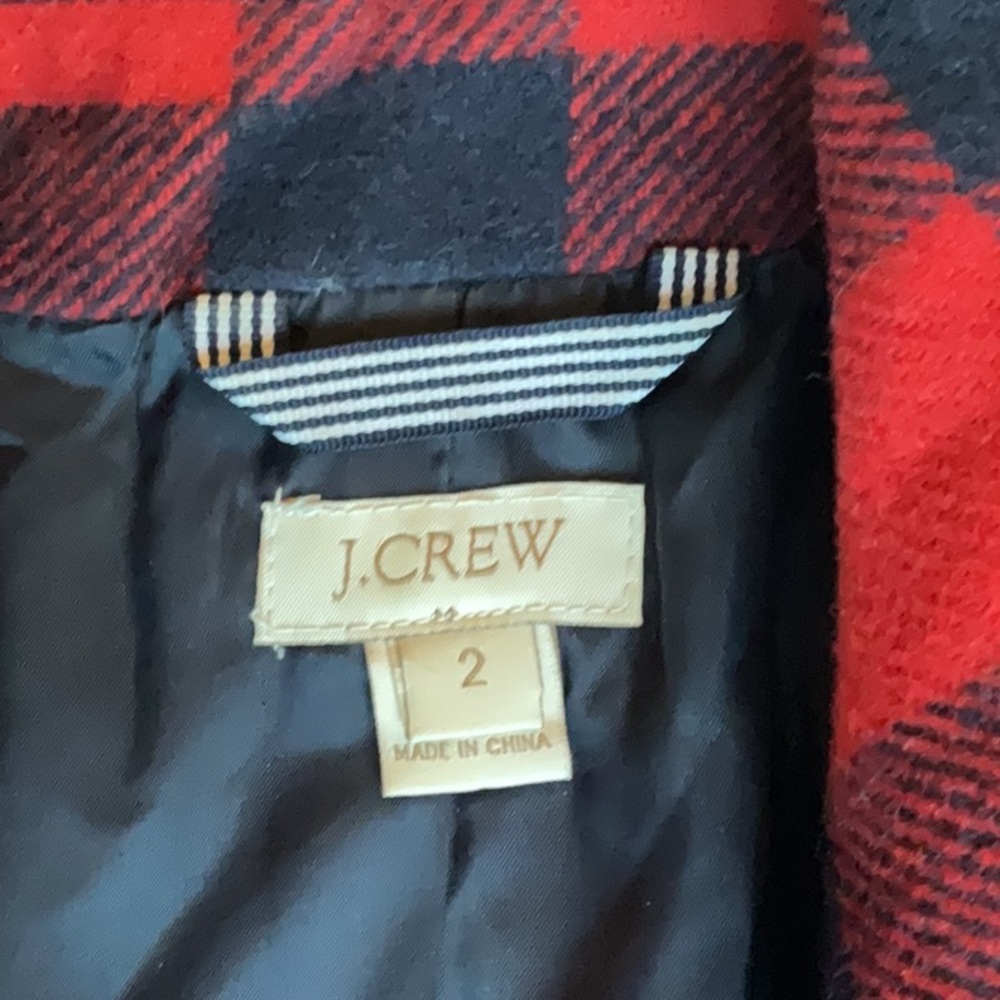 J. Crew Red and Navy Buffalo Check Peacoat - Picture 6 of 12